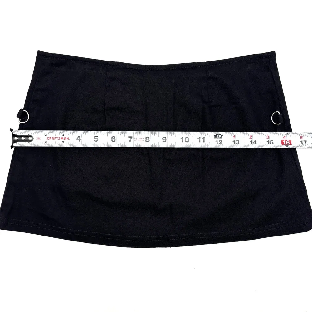 Vintage 90s Y2K DOGPILE Black Low Rise Zip Up D-ring Micro Skirt XS 26x11